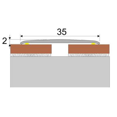 A08 930mm x 35mm 2.3mm 2.3mm Anodised Aluminium Flat Self Adhesive Door Threshold Strip - Gold, 0.93m