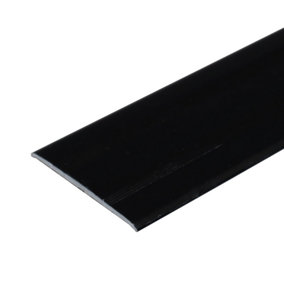 A08 930mm x 35mm 2.3mm Anodised Aluminium Flat Door Threshold Profile - Black, 0.93m