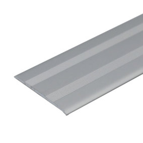 A08 930mm x 35mm 2.3mm Anodised Aluminium Flat Door Threshold Profile - Silver, 0.93m