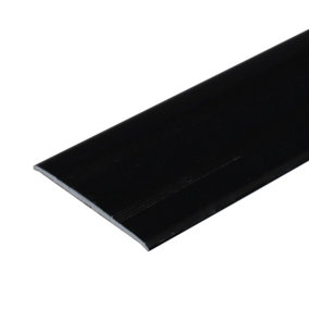 A08 930mm x 35mm 2.3mm Anodised Aluminium Flat Self Adhesive Door Threshold Strip - Black, 0.93m