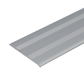 A08 930mm x 35mm 2.3mm Anodised Aluminium Flat Self Adhesive Door Threshold Strip - Silver, 0.93m