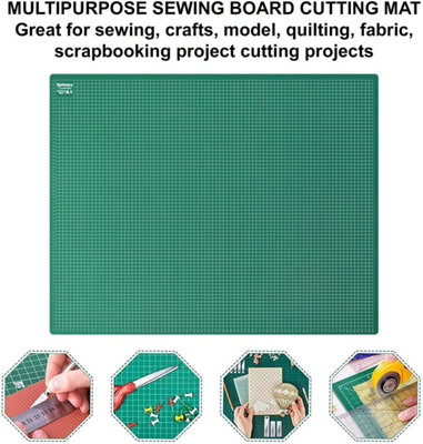 A1 Non-Slip Cutting Board with Surface for Arts & Crafts Easy Guided Line Paper Card Fabric Plastic for Professional Cutting Green