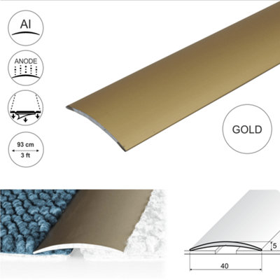 A13 40mm Anodised Aluminium Self Adhesive Door Threshold Strip - Gold, 0.93m