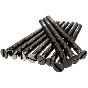 A1Electrics 10 x Socket Screws M3.5 Black Nickel 50mm Long Flat Slotted Countersunk Head