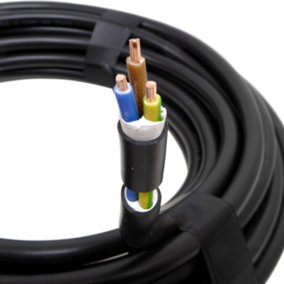 A1electrics 10m x 3-Core Cable 1.5mm Tuff Black - Ideal for Outdoor Pond, Sockets and Lighting