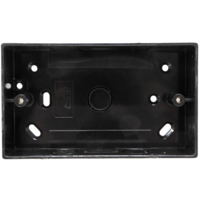 A1electrics 2 x Black Pattress Box Double 32mm PVC Surface 2 Gang with knockouts for 20mm Conduit and 25x16mm Mini Trunking