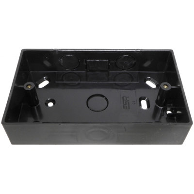 A1electrics 2 x Black Pattress Box Double 32mm PVC Surface 2 Gang with knockouts for 20mm Conduit and 25x16mm Mini Trunking - 5