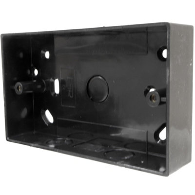 A1electrics Black Pattress Box Double 32mm PVC Surface 2 Gang with Lnockouts for 20mm Conduit and 25x16mm Mini Trunking