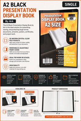 A2 Black Presentation Display Book by Ark (A2 40 Pockets(Single))