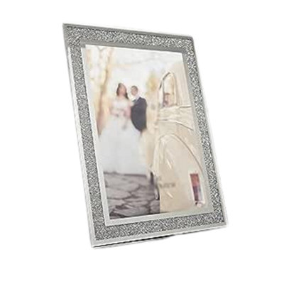 A2 Glass Photo Frame Jewel Mirror Silver Loose Diamante Crushed