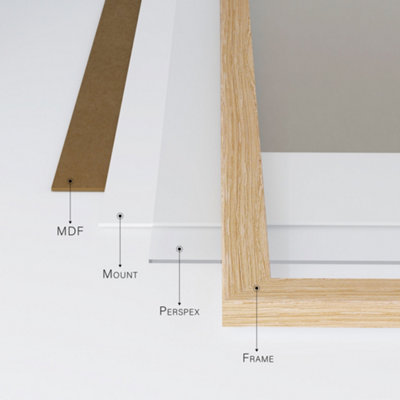 A2 Oak Picture Frame With Mount for A3 (29.7 x 42cm - 11.7 x 16.5in) Poster, Photo, Artwork, or Print.