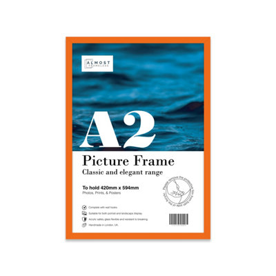 A2 Orange Picture Frame Fits A2 (42 x 59.4cm - 16.5 x 23.4in) Poster, Photo, Artwork, or Print.