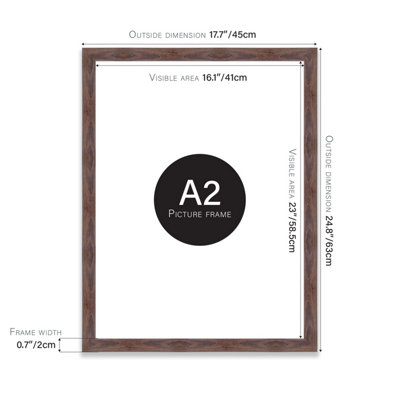 A2 Walnut Picture Frame Fits A2 (42 x 59.4cm - 16.5 x 23.4in) Poster, Photo, Artwork, or Print.