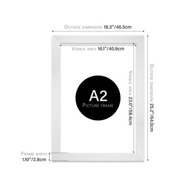 A2 White Picture Frame Art Deco Style Display A2 Pictures (41.9 x 59 ...