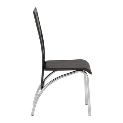 A3 Dining Chair (Pack of 2) - L54.5 x W41.5 x H98 cm - Black Faux Leather/Chrome