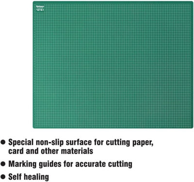 A3 Non-Slip Cutting Board with Surface for Arts & Crafts Easy Guided Line  Paper Card Fabric Plastic for Professional Cutting Green