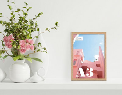 A3 Oak Picture Frame Fits A3 (29.7 x 42cm - 11.7 x 16.5in) Poster, Photo, Artwork, or Print.