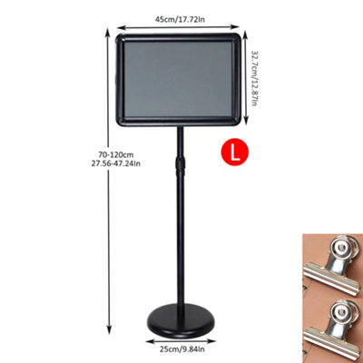 Display-kennisgevingsstandaard, A3-posterstandaard Vloerstaande bordhouder Klikframe Verstelbare aluminium bordstandaard (black A3