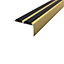 A37 36 x 20mm Anodised Aluminium Non Slip Rubber Stair Nosing Edge Trim With Inserts - Gold With Black Rubber, 0.9m