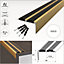 A37 36 x 20mm Anodised Aluminium Non Slip Rubber Stair Nosing Edge Trim With Inserts - Gold With Black Rubber, 0.9m