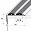 A37 36 x 20mm Anodised Aluminium Non Slip Rubber Stair Nosing Edge Trim With Inserts - Inox With Black Rubber, 0.9m