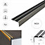 A37 36 x 20mm Anodised Aluminium Non Slip Rubber Stair Nosing Edge Trim With Inserts - Inox With Black Rubber, 0.9m