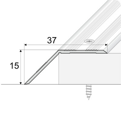 A39 37mm Anodised Aluminium Door Threshold Ramp Profile - Inox, 0.9m