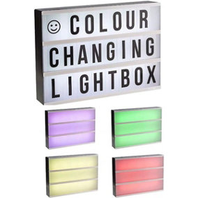 A4 Colour Changing Cinematic Light Up Box Led Sign 90 Letters Numbers Symbols Battery Operated