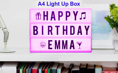 A4 Colour Changing Cinematic Light Up Box Led Sign 90 Letters Numbers ...