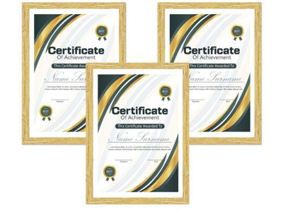 A4 Document Photo Frame Wood Effect - Pack 3 Domkora Certificate ...