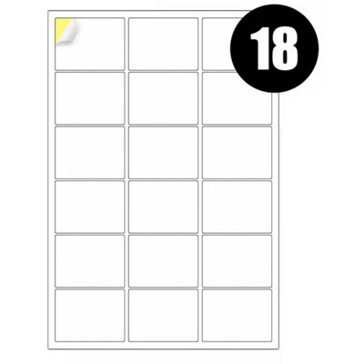 A4 Label Sheets 18 Labels Per Sheet 63.5 x 46.6mm - 100 Sheets