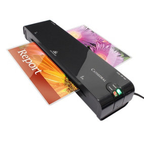 A4 Laminator with Jam Release - Mains Powered Paper & Card Laminating Machine, Protect Documents, Posters, Images - Black