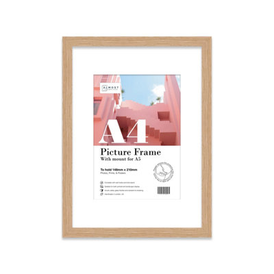 Buy A4 Oak Picture Frame With Mount for A5 (14.8 x 21cm - 5.8 x 8.3in ...