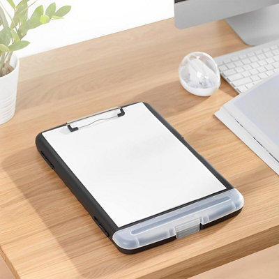 A4 Plastic Compact Clipboard Paper Storage Box Files Folders