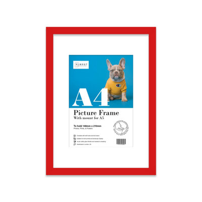 A4 Red Picture Frame With Mount for A5 (14.8 x 21cm - 5.8 x 8.3in ...