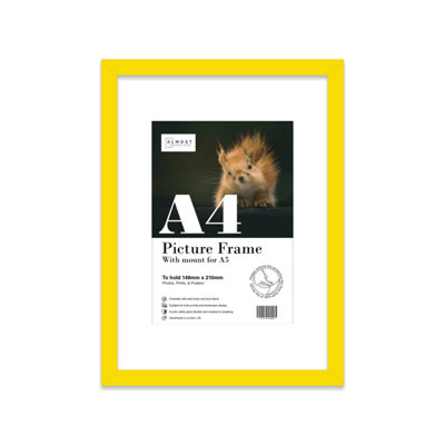 A4 Yellow Picture Frame With Mount for A5 (14.8 x 21cm - 5.8 x 8.3in ...