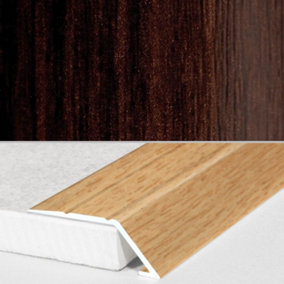A45 31mm Aluminium Wood Effect Self Adhesive Door Threshold Ramp Profile - African Ebony, 0.9m