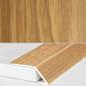 A45 31mm Aluminium Wood Effect Self Adhesive Door Threshold Ramp Profile - Amber Oak, 0.9m