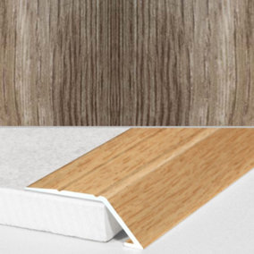 A45 31mm Aluminium Wood Effect Self Adhesive Door Threshold Ramp Profile - Antique Oak, 0.9m