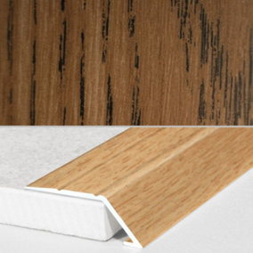 A45 31mm Aluminium Wood Effect Self Adhesive Door Threshold Ramp Profile - Castle Oak, 0.9m