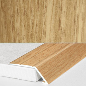 A45 31mm Aluminium Wood Effect Self Adhesive Door Threshold Ramp Profile - Cognac Oak, 0.9m