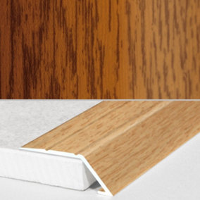 A45 31mm Aluminium Wood Effect Self Adhesive Door Threshold Ramp Profile - Golden Oak, 0.9m