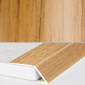 A45 31mm Aluminium Wood Effect Self Adhesive Door Threshold Ramp Profile - Hickory, 0.9m