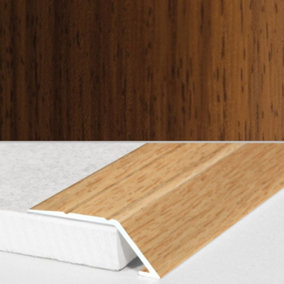 A45 31mm Aluminium Wood Effect Self Adhesive Door Threshold Ramp Profile - Indian Teak, 0.9m
