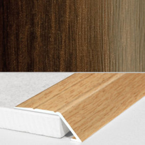A45 31mm Aluminium Wood Effect Self Adhesive Door Threshold Ramp Profile - Japanese Chestnut, 0.9m