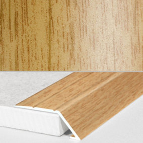 A45 31mm Aluminium Wood Effect Self Adhesive Door Threshold Ramp Profile - Light Oak, 0.9m