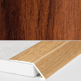 A45 31mm Aluminium Wood Effect Self Adhesive Door Threshold Ramp Profile - Toga Mahogany, 0.9m