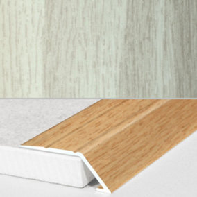 A45 31mm Aluminium Wood Effect Self Adhesive Door Threshold Ramp Profile - White Oak, 0.9m