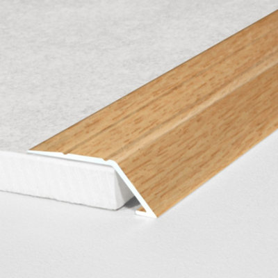 A45 31mm Aluminium Wood Effect Self Adhesive Door Threshold Ramp Profile - White Oak, 0.9m