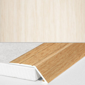 A45 31mm Aluminium Wood Effect Self Adhesive Door Threshold Ramp Profile - White Pine, 0.9m